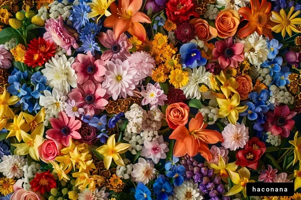 多彩な花々のコラージュ