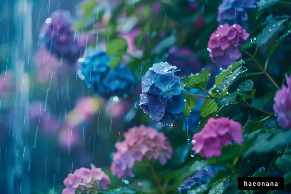雨に濡れる花々の美しさ