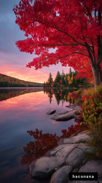 美しい秋の湖の景色