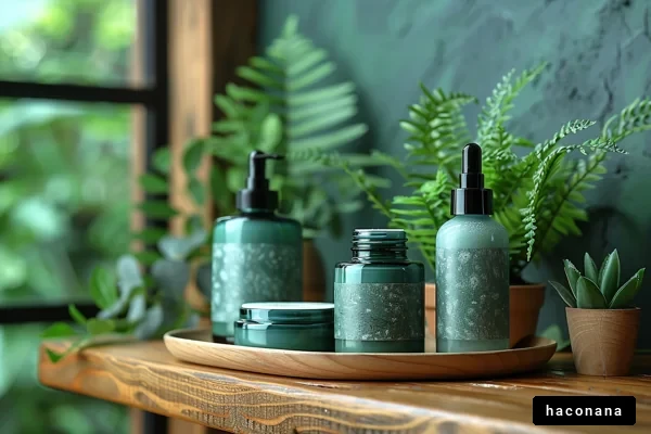ナチュラルな美容製品の展示