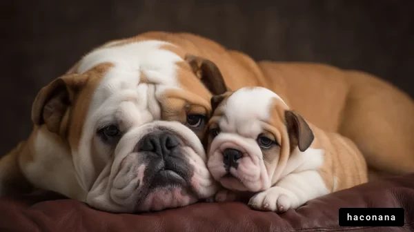 親子のブルドッグの癒し