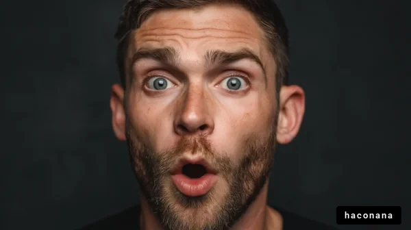 驚きの表情を持つ男性