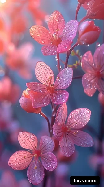 美しい花と水滴