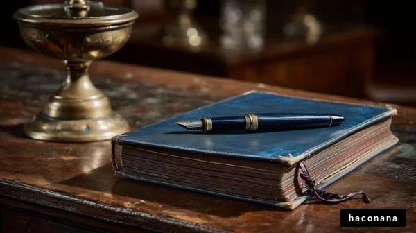 青いノートとペン