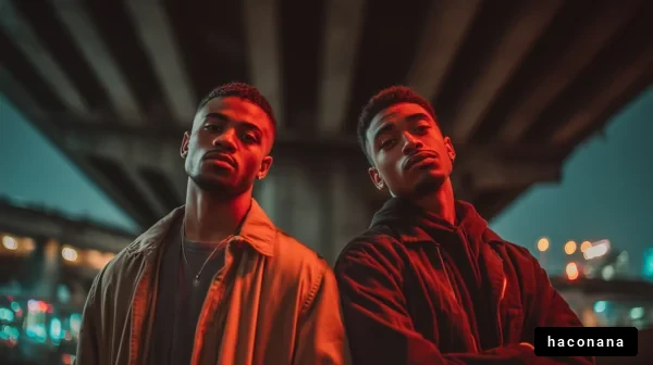 都会の夜景でのポートレート