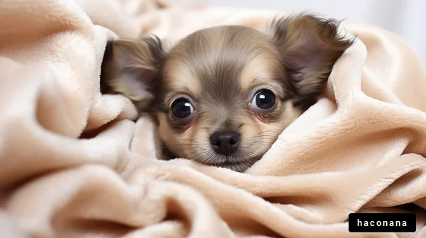 かわいい子犬と毛布