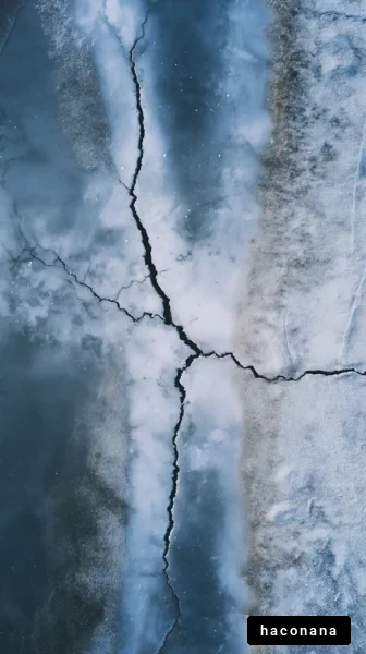 氷のひび割れの風景