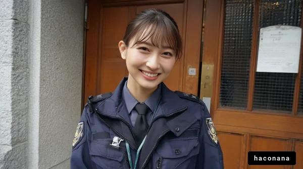 警察官の女性が微笑む