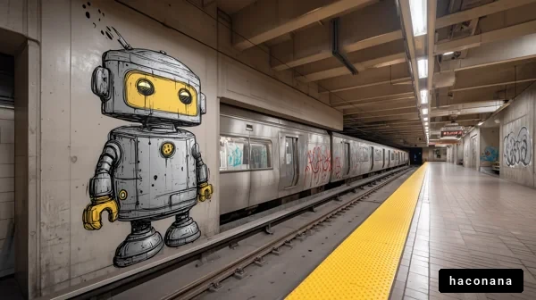 ロボットのグラフィティがある駅