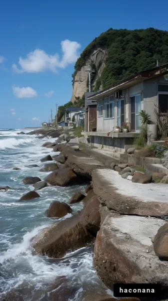 海辺の古い家と景色