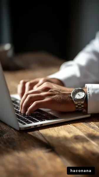 パソコンで作業する手
