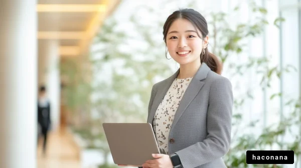 ビジネスシーンの笑顔女性