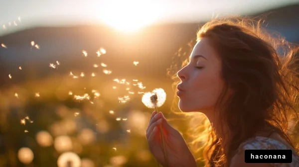 風を感じる春の女性