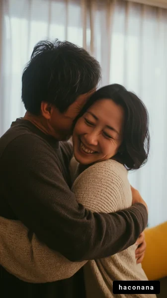 幸せなカップルの抱擁