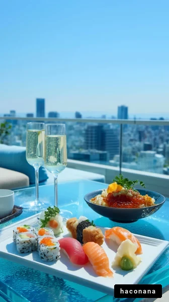 美しい寿司とシャンパン