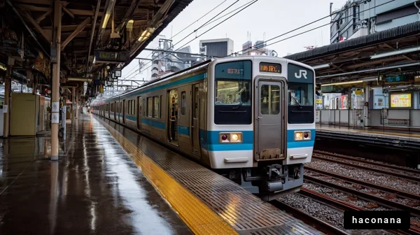 雨の日の駅風景
