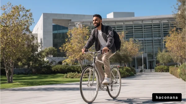 自転車を楽しむ青年