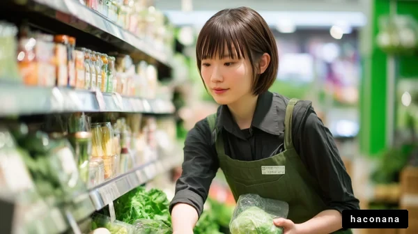 スーパーで働く女性
