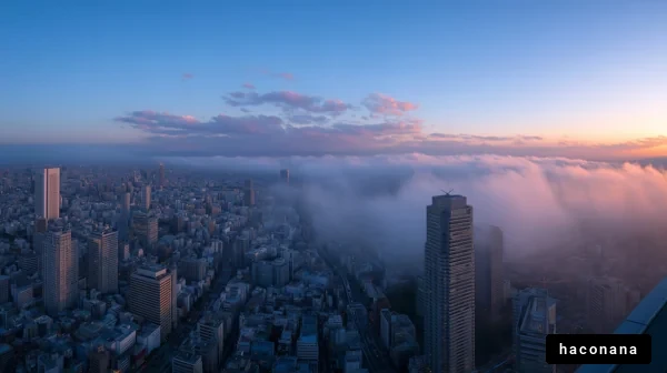 雲海に包まれた都市風景
