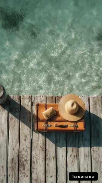 ビーチに置かれた旅行鞄