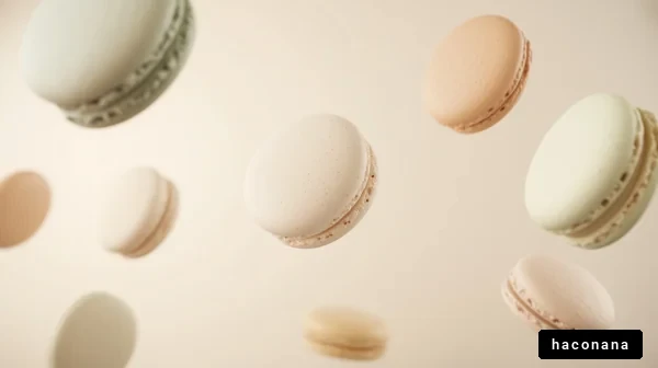 カラフルなマカロンの飛び跳ね