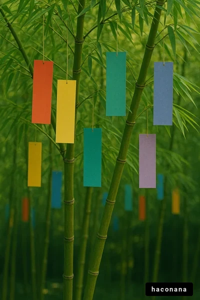 竹に飾られた願い事