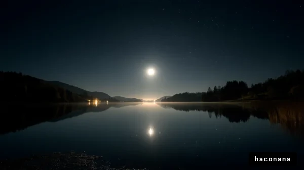 静かな夜の湖面