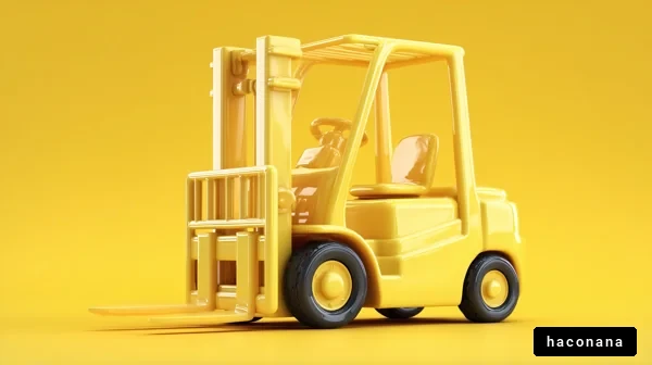 黄色いフォークリフトの画像