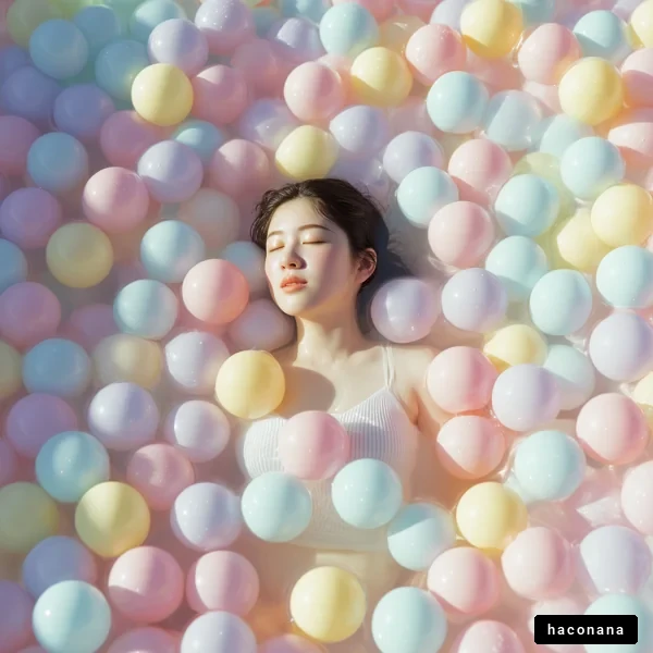 カラフルなボールの中でのリラックス