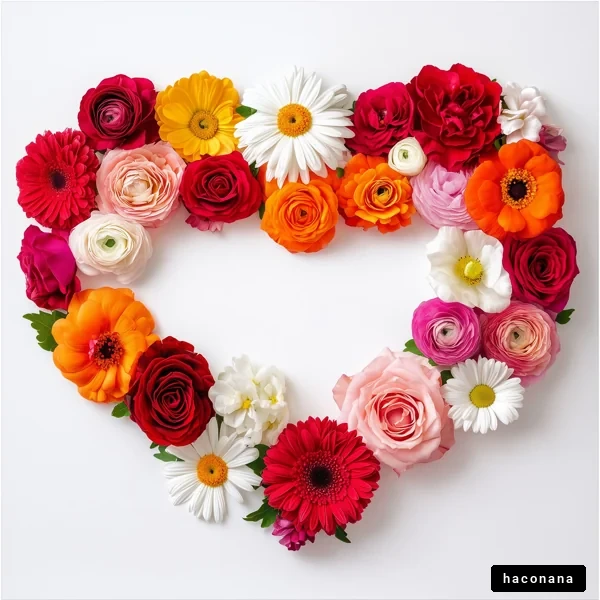 色とりどりの花のハート