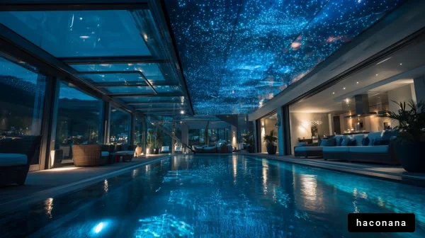 リラックスできるプールサイドの夜景
