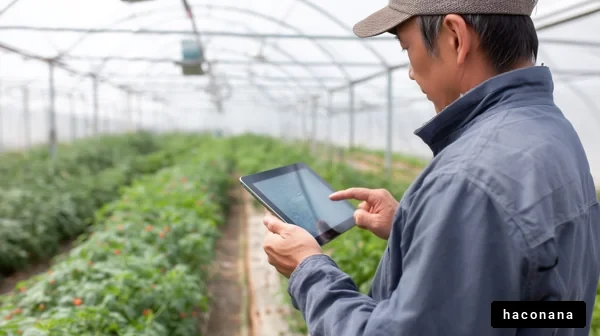 ハウス内でタブレットを使う