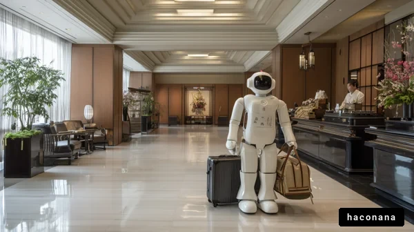 ロビーで立つロボット