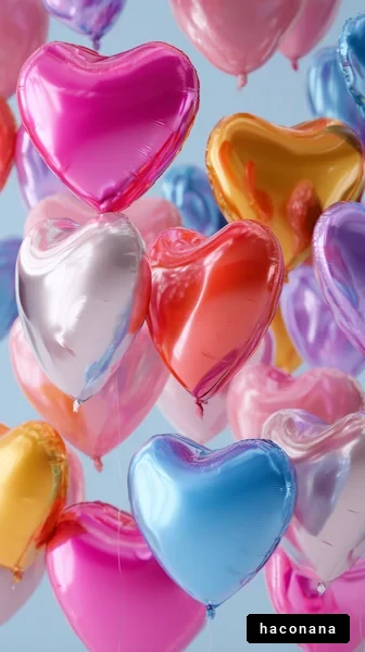 カラフルなハートの風船
