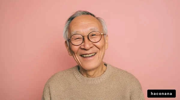 笑顔の老紳士と背景の色