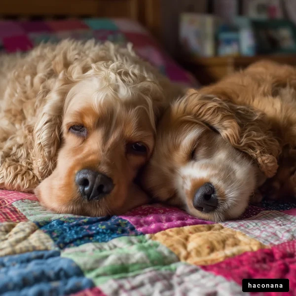 寝ている二匹の犬