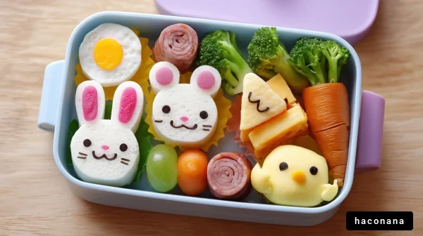 かわいいキャラ弁当の盛り付け