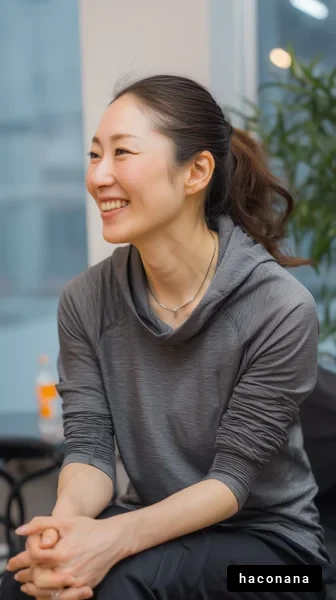 笑顔の女性がフィットネス