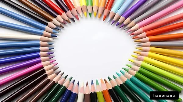 カラフルな色鉛筆の円