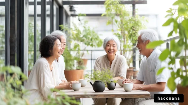 楽しい会話をする老人たち
