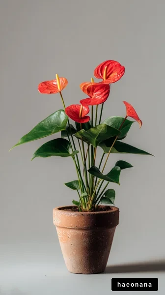 赤い花が咲く観葉植物