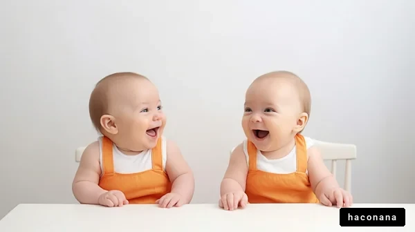 笑顔の双子の赤ちゃん