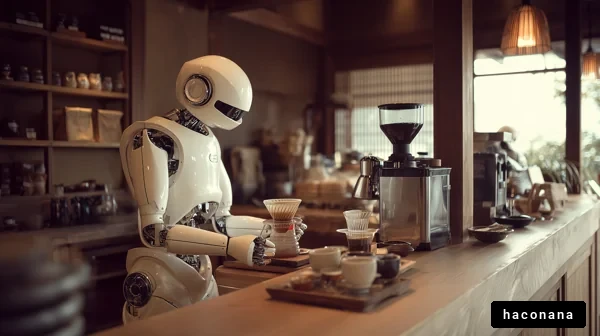 ロボットがコーヒーを淹れる