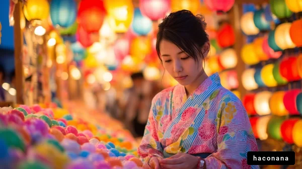 夜の祭りでの女子