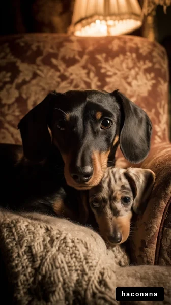 犬と子犬の仲良し写真