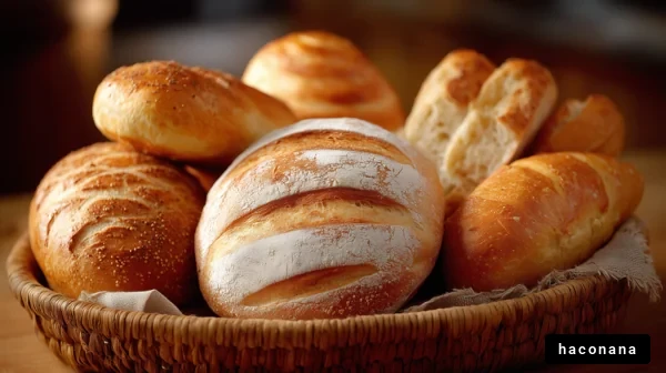 焼きたてのパンの盛り合わせ