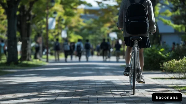 自転車に乗る学生