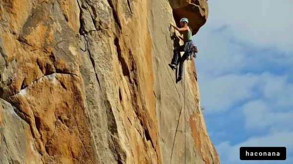 岩を登るクライマーの姿