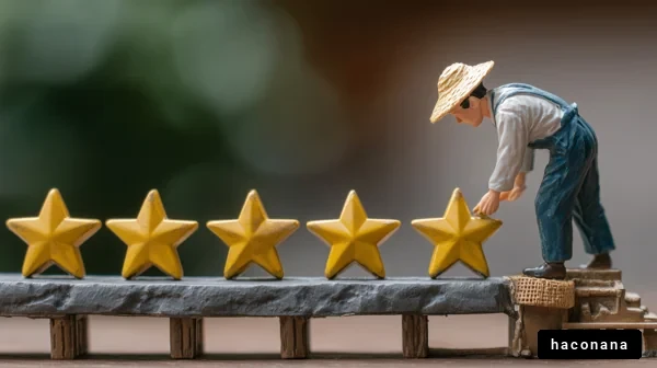 星を並べる作業者