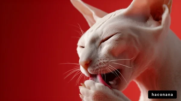 白猫が舌を出している